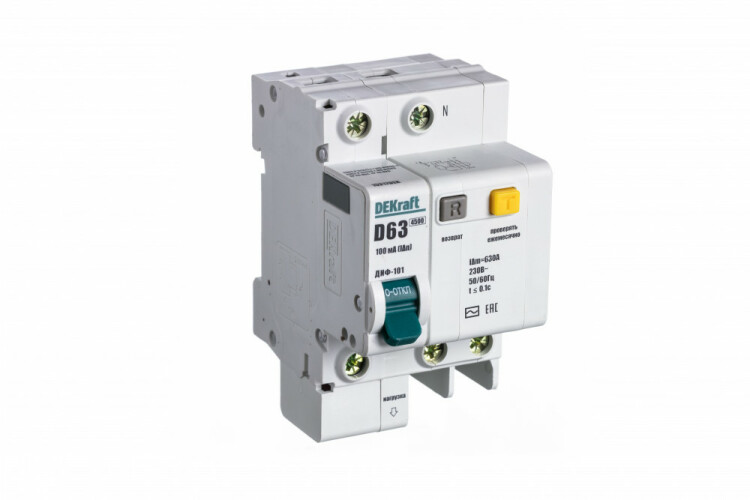 Dekraft Автоматические выключатели дифференциального тока 1P+N 63А 100мА AC х-ка D ДИФ-101 4,5кА (15217DEK) превью в интернет-магазине электрики Форум Электро в Москве Dekraft Автоматические выключатели дифференциального тока 1P+N 63А 100мА AC х-ка D ДИФ-101 4,5кА (15217DEK) превью в интернет-магазине электрики Форум Электро в Москве
