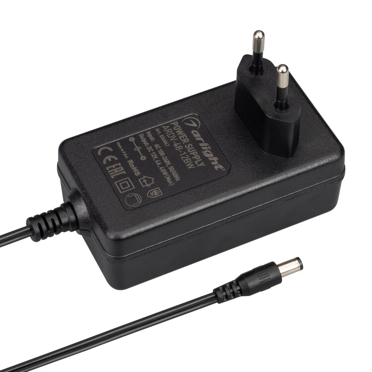 Arlight Блок питания ARDV-48-12BW (12V, 4.0A, 48W) (Адаптер, 3 года) (034847) превью в интернет-магазине электрики Форум Электро в Москве
