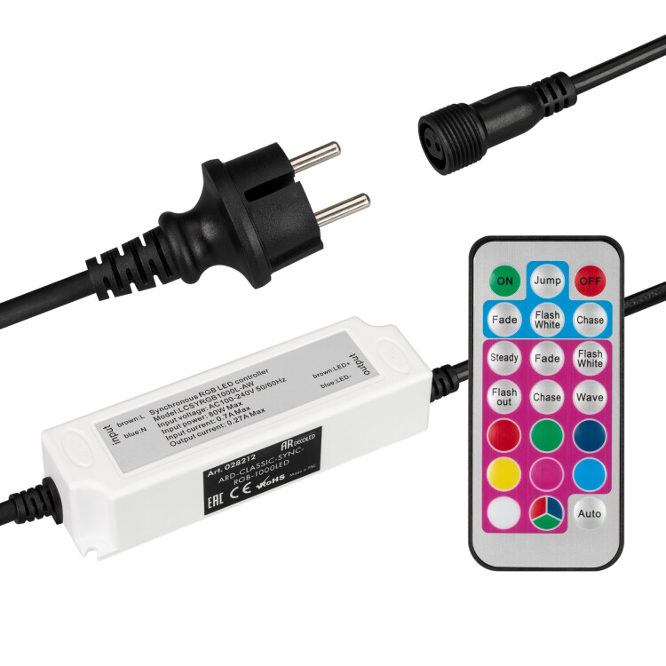 Arlight Контроллер ARD-CLASSIC-SYNC-RGB-1000LED Black (230V, 80W, RF ПДУ) (Ardecoled, Закрытый) (028212) превью в интернет-магазине электрики Форум Электро в Москве