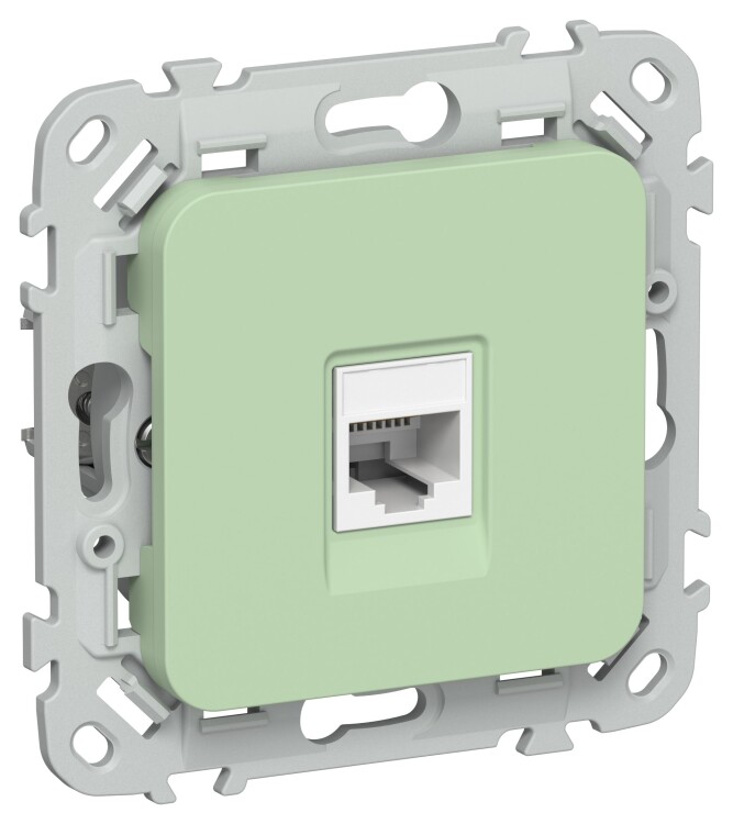 Картинка IEK FLITE Фисташковый Розетка компьютерная RJ45 категория 5Е UTP (FI-K12-1-K93) в интернет-магазине Форум Электро в Москве