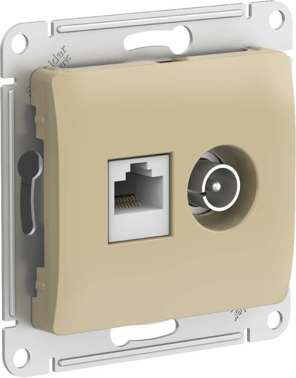 GLOSSA РОЗЕТКА двойная ТВ + компьютерная RJ45, кат. 5Е, механизм, ТИТАН (GSL000489) превью в интернет-магазине электрики Форум Электро в Москве