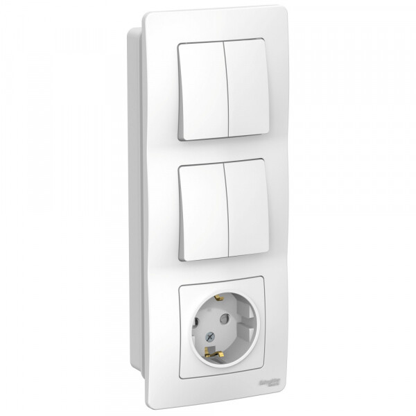 Картинка Systeme Electric Blanca внутр Бел Блок: Розетка з/к шт 16А, 250В+выкл 2кл.+выкл 2кл. (BLNBS102201) в интернет-магазине Форум Электро в Москве