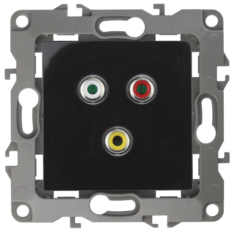 Картинка ЭРА 12-3113-06 Розетка RCA, IP20, Эра12, чёрный (10/100/3200) (Б0027476) в интернет-магазине Форум Электро в Москве