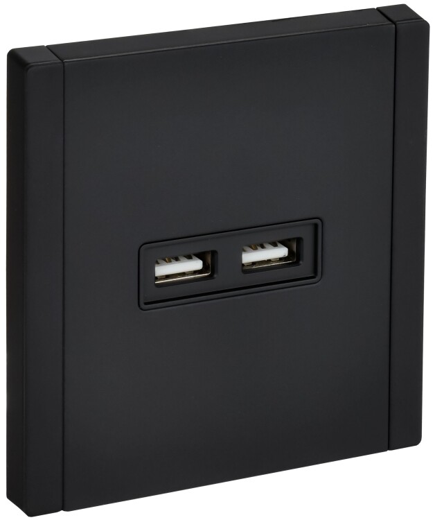 Картинка IEK FORTE&PIANO Металл Черный Розетка USB A+A 3,1А FP149M (FP-U21-D31-M-K02) в интернет-магазине Форум Электро в Москве