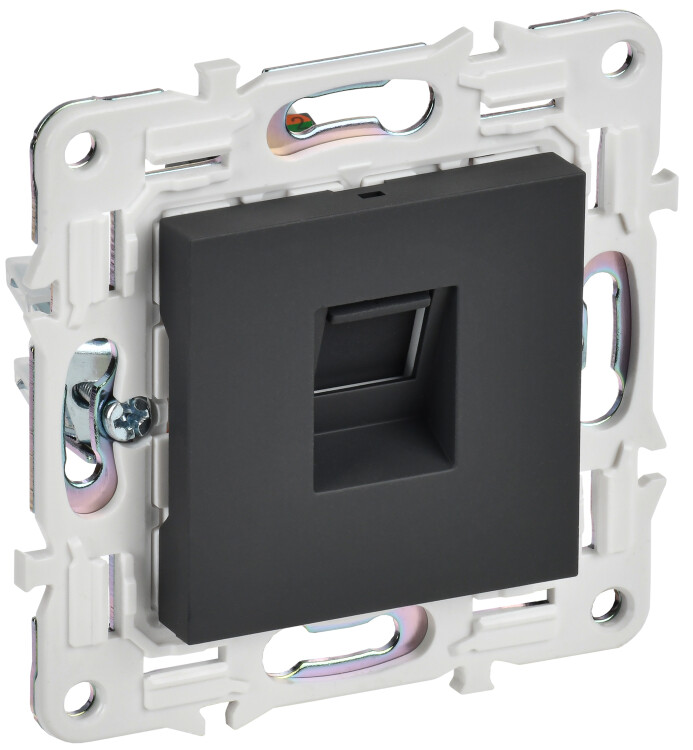 Картинка IEK SKANDY Графит Розетка компьютерная RJ45 кат.5E SK-K01G (SK-K10-1-K53) в интернет-магазине Форум Электро в Москве