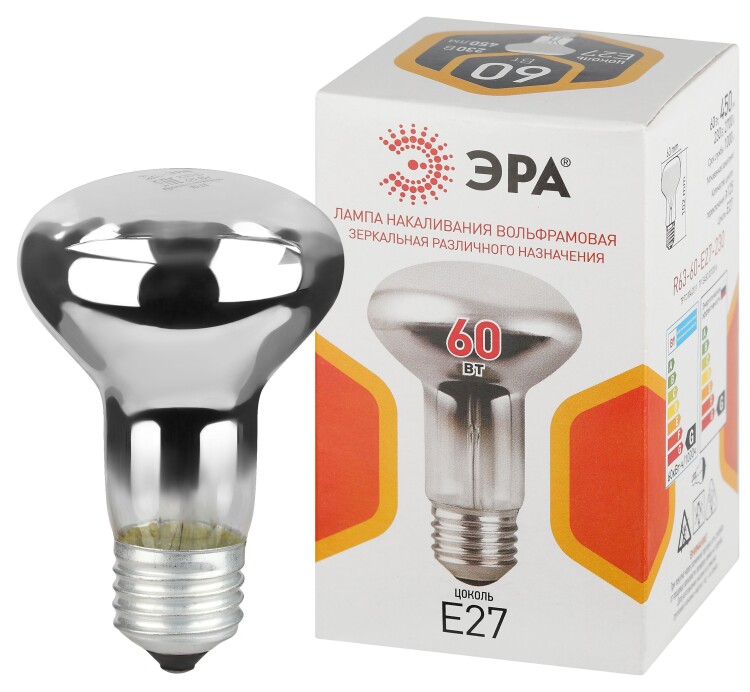 ЭРА Лампа накаливания R63-60-E27-230 60Вт 230В рефлектор цветная коробка E27 (Б0066536) превью в интернет-магазине электрики Форум Электро в Москве