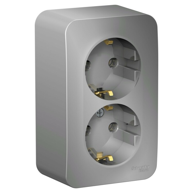 Картинка Systeme Electric Blanca наруж Алюминий Розетка 2-ая с/з без шторок, 16А, 250В (BLNRA010203) в интернет-магазине Форум Электро в Москве