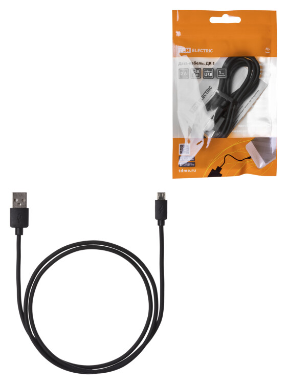 TDM Дата-кабель, ДК 1, USB - micro USB, 1 м, черный, (SQ1810-0301) превью в интернет-магазине электрики Форум Электро в Москве