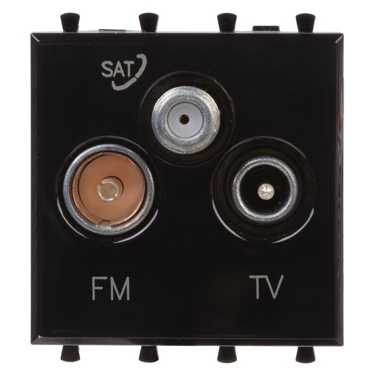Картинка Розетка TV-FM-SAT модульная, "Avanti", "Черный квадрат", 2 модуля (4402532) в интернет-магазине Форум Электро в Москве