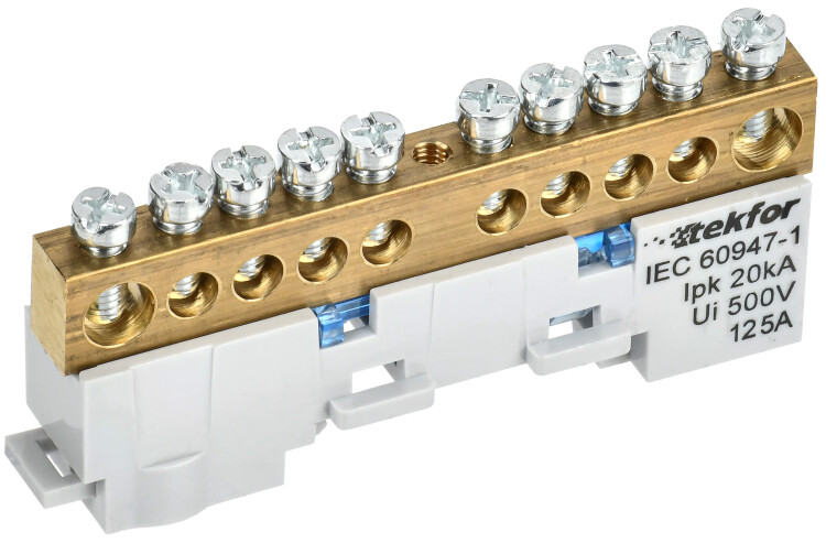 TEKFOR Шина N "ноль" неизол. на унив. держ. 8х12-10-С IEK (TF-NN20-10-DL-K07) превью в интернет-магазине электрики Форум Электро в Москве