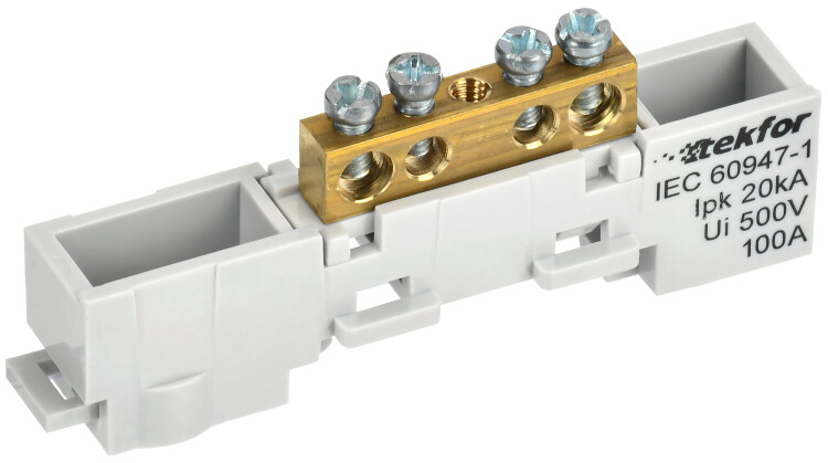 TEKFOR Шина L "фаза" неизол. на унив. держ. 6х9-4-Ср IEK (TF-NN10-04-DL-K03) превью в интернет-магазине электрики Форум Электро в Москве