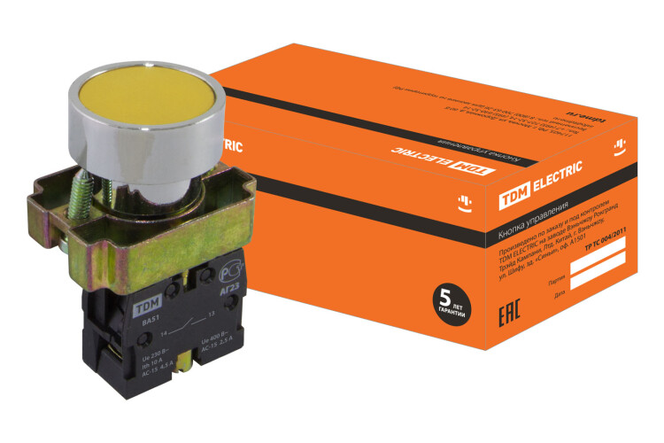 TDM Кнопка BА51 без подсветки желтый 1з (SQ0704-0040) превью в интернет-магазине электрики Форум Электро в Москве
