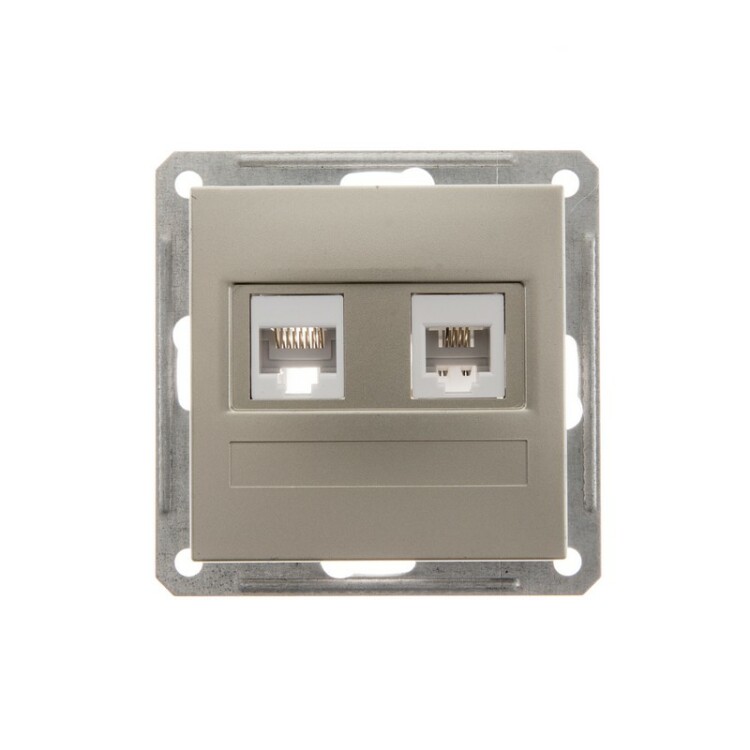 Картинка W59 РОЗЕТКА двойная RJ11+RJ45, 160В, 1А, кат.5Е, механизм, ШАМПАНЬ (RSI-251TK5E-4-86) в интернет-магазине Форум Электро в Москве