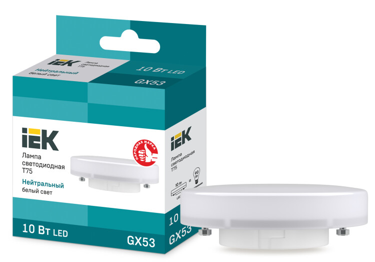 IEK Лампа светодиодная ECO T75 таблетка 10Вт 230В 4000К GX53