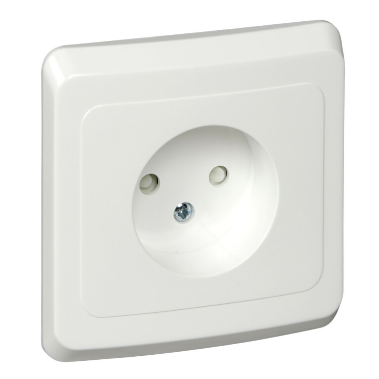 Картинка ЭТЮД С/У РОЗЕТКА без заземления со штороками 16А 250B, БЕЛЫЙ, Россия (PC16-002B) в интернет-магазине Форум Электро в Москве