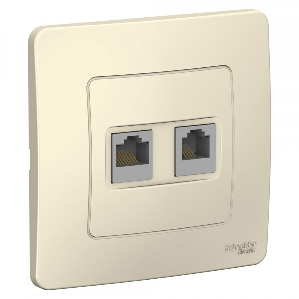 Картинка Systeme Electric Blanca внутр Молочная Розетка 2-ая КОМП/ТЛФ, RJ45+RJ11 (BLNIS045112) в интернет-магазине Форум Электро в Москве