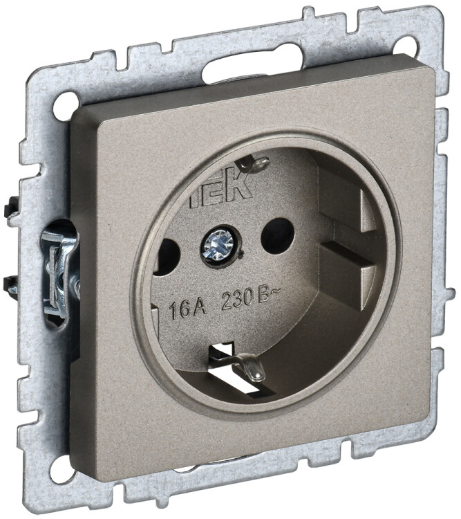 Фотография IEK BRITE BASE Шампань Розетка 1-м с/з с защ. штор 16А РС14-1-0-БрШ (BR-R14-16-K37) в интернет-магазине Форум Электро в Москве Картинка IEK BRITE BASE Шампань Розетка 1-м с/з с защ. штор 16А РС14-1-0-БрШ (BR-R14-16-K37) в интернет-магазине Форум Электро в Москве