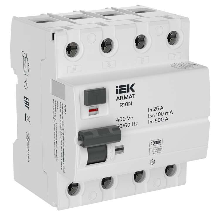 ARMAT ВДТ R10N 4P 25А 100мА тип B IEK (AR-R10N-4-025B100) превью в интернет-магазине электрики Форум Электро в Москве ARMAT ВДТ R10N 4P 25А 100мА тип B IEK (AR-R10N-4-025B100) превью в интернет-магазине электрики Форум Электро в Москве