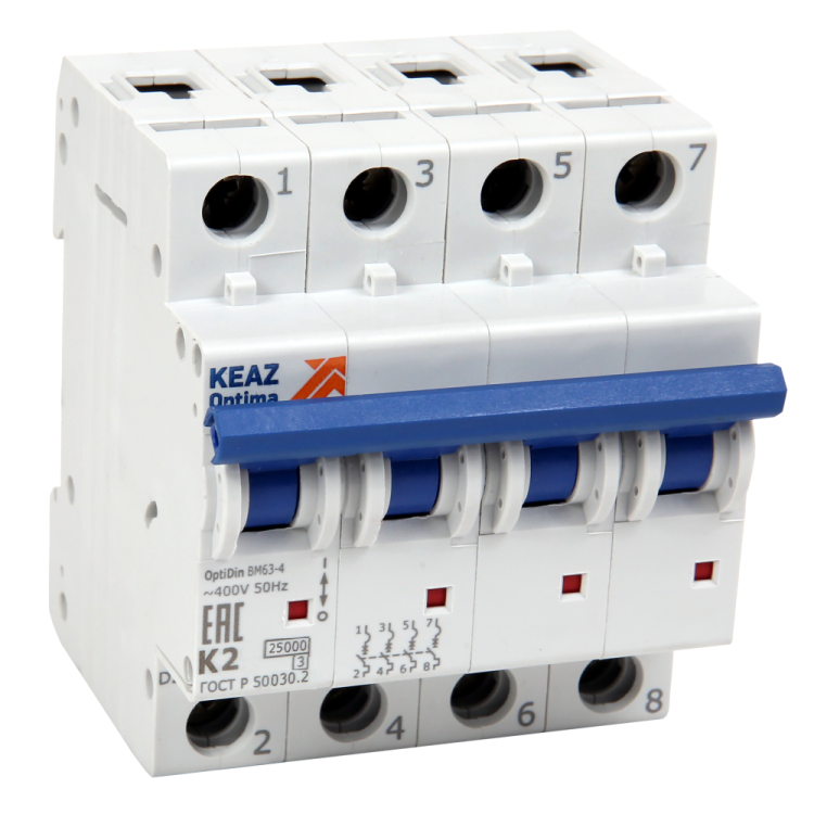 КЭАЗ Выключатель автоматический модульный OptiDin ВМ63-4K16-25-УХЛ3 (342167) превью в интернет-магазине электрики Форум Электро в Москве