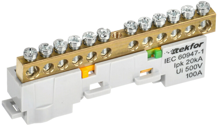 TEKFOR Шина PE "земля" неизол. на унив. держ. 6х9-12-Ж IEK (TF-NN10-12-DL-K05) превью в интернет-магазине электрики Форум Электро в Москве