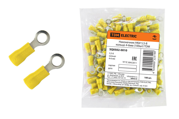 TDM Наконечник НКИ 5,5-8 кольцо 4-6мм (100шт) (=this.property.MANUFACTURERCODE}) фото в интернет-магазине Форум Электро в Москве