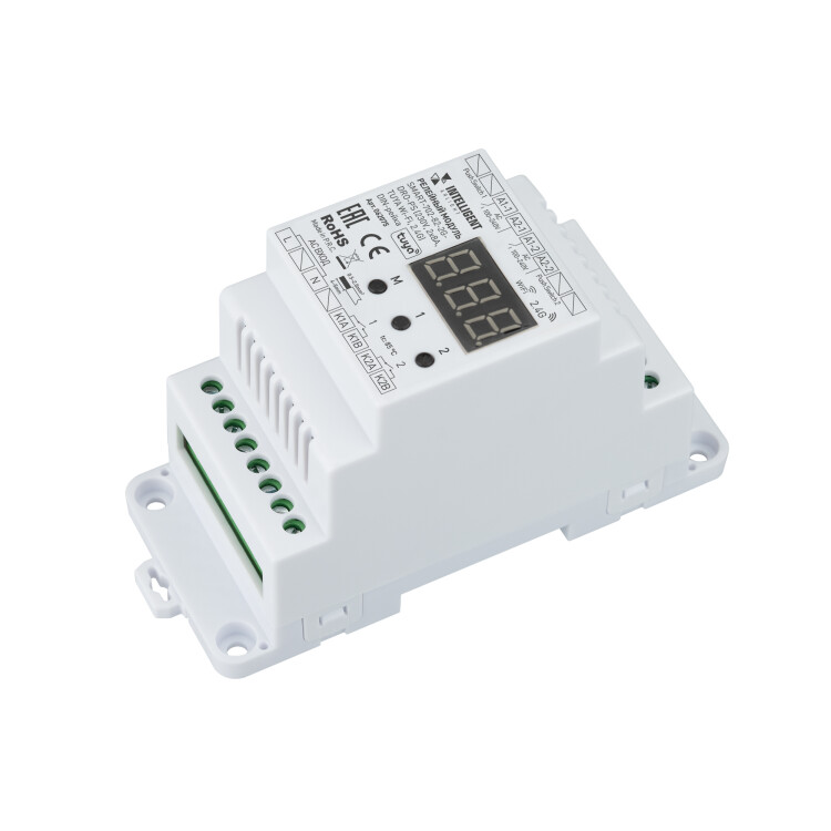 Arlight INTELLIGENTIGHT Релейный модуль SMART-702-82-2G-DRO-PS (230V, 2x8A, TUYA Wi-Fi, 2.4G) DIN-рейка (IP20 Пластик, 5 лет) (062075) превью в интернет-магазине электрики Форум Электро в Москве