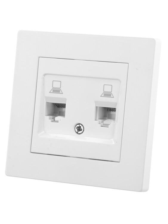 Картинка TDM Розетка компьютерная двойная RJ45 белая "Сенеж" (SQ1816-0044) в интернет-магазине Форум Электро в Москве