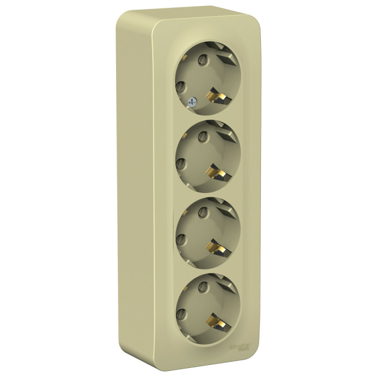 Картинка Systeme Electric Blanca наруж Беж Розетка 4-ая с/з со шторками, изолир. пластина 16А, 250В (BLNRA011417) в интернет-магазине Форум Электро в Москве