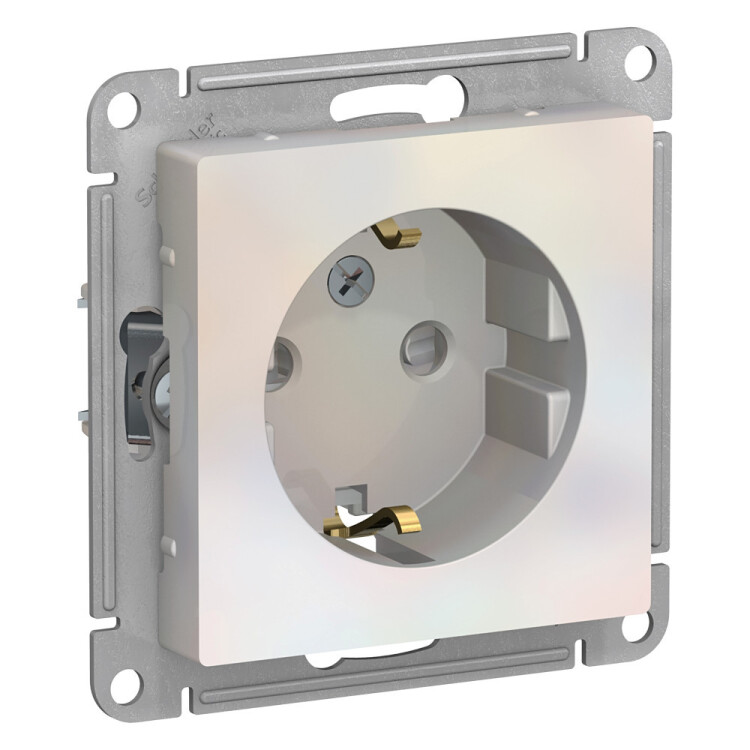 Картинка Systeme Electric AtlasDesign Жемчуг Розетка с/з со шторками, 16А, механизм (ATN000445) в интернет-магазине Форум Электро в Москве