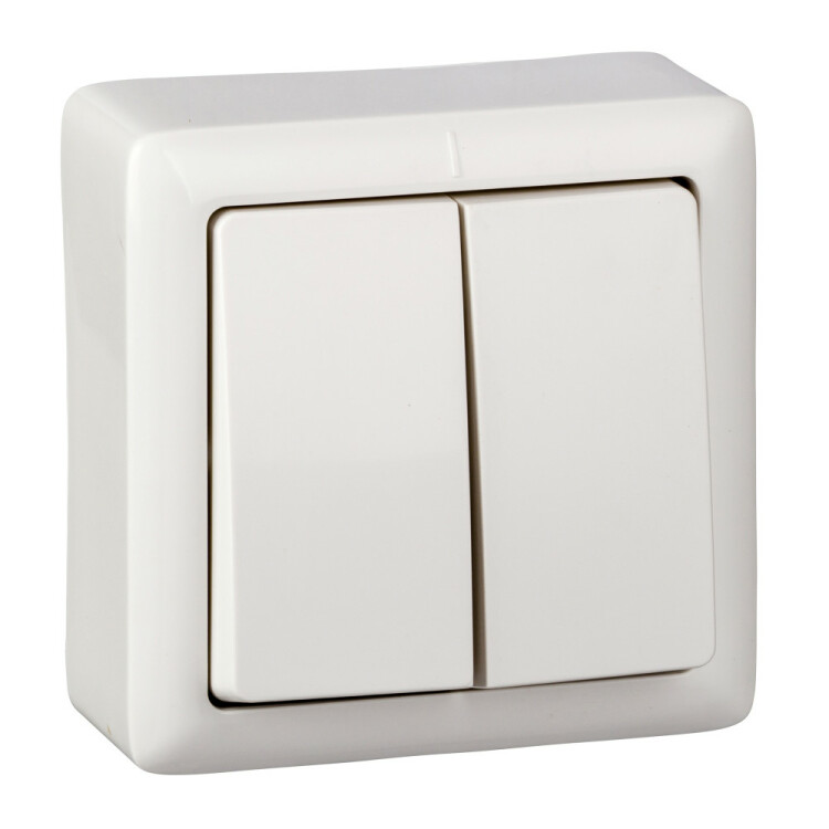 Картинка ХИТ О/У 2-клавишный ВЫКЛЮЧАТЕЛЬ 6А, 250В, БЕЛЫЙ. Россия (VA56-232-B) в интернет-магазине Форум Электро в Москве