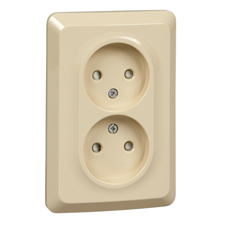 Фотография Systeme Electric Этюд Крем Розетка 2-ая б/з со шторками 16А 250B (PC16-106K) в интернет-магазине Форум Электро в Москве Картинка Systeme Electric Этюд Крем Розетка 2-ая б/з со шторками 16А 250B (PC16-106K) в интернет-магазине Форум Электро в Москве