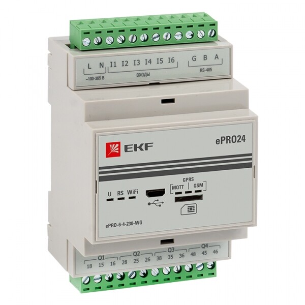 EKF PROxima Контроллер базовый ePRO удаленного управления 6вх\4вых 230В WiFi GSM (ePRO-6-4-230-WG) превью в интернет-магазине электрики Форум Электро в Москве