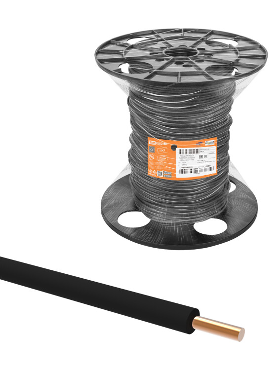 Провод ПуВнг(А)-LS 1х4,0 ГОСТ на катушке (300м), черный TDM (SQ0124-0121) превью в интернет-магазине электрики Форум Электро в Москве
