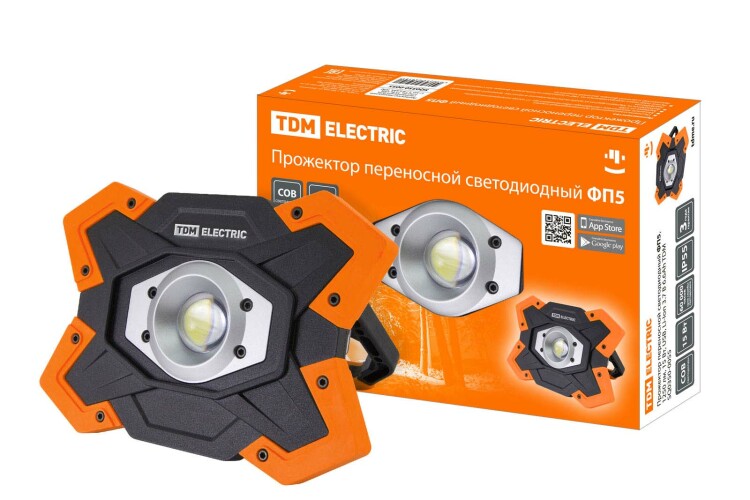 TDM Прожектор переносной светодиодный ФП5, 15 Вт, 1250 лм, Li-Ion 3,7 B 6,6 A*ч, USB, (SQ0350-0055) превью в интернет-магазине электрики Форум Электро в Москве