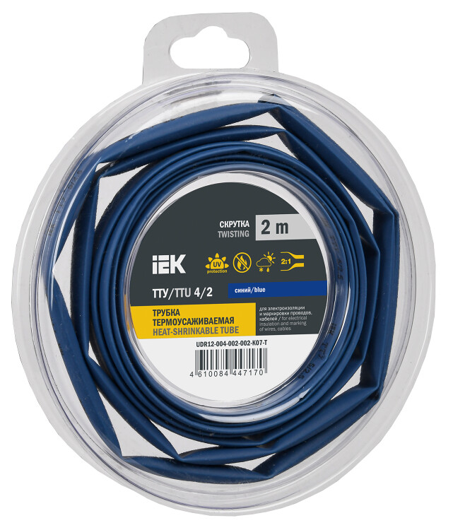 IEK Трубка термоусадочная ТТУ нг-LS 4/2 синяя (2м/упак) (=this.property.MANUFACTURERCODE}) фото в интернет-магазине Форум Электро в Москве