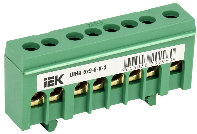 IEK Шина PE земля в корп изол на DIN-рейку ШНИ-6х9-8-К-З (YNN10-69-8KD-K06) превью в интернет-магазине электрики Форум Электро в Москве