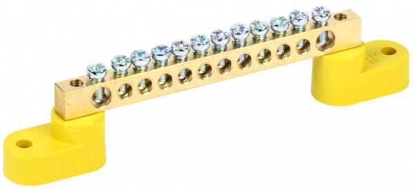 Шина PE "земля" на двух угловых изол ШНИ-6х9-12-У2-Ж ИЭК Шина PE "земля" на двух угловых изол ШНИ-6х9-12-У2-Ж ИЭК