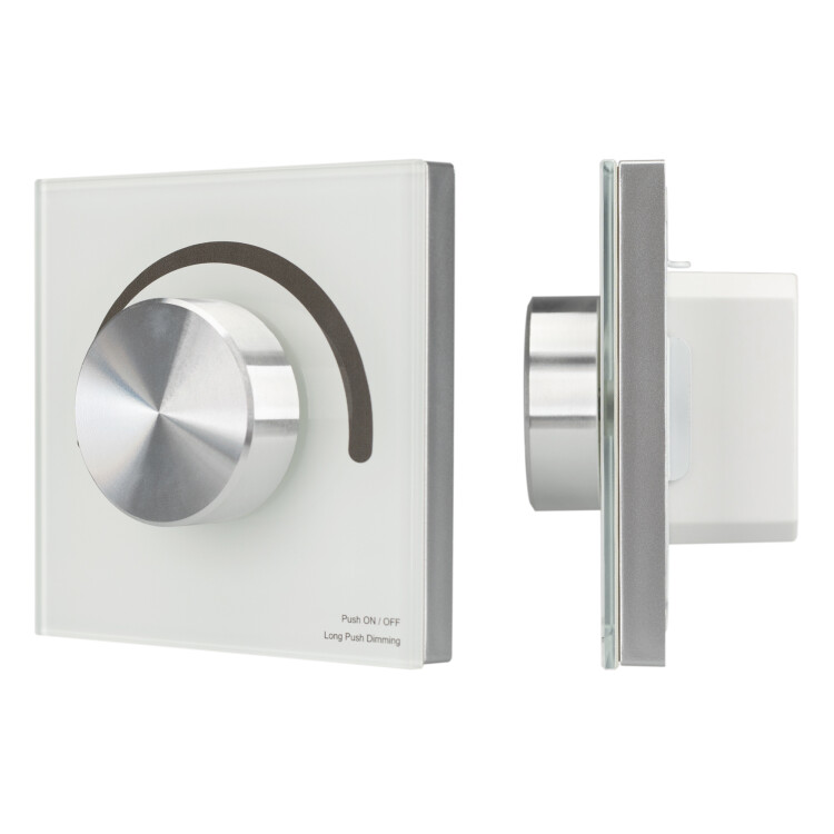Картинка Arlight Панель SMART-P98-DIM-G-IN White (230V, 1.5A, 0/1-10V, Rotary, 2.4G) (Стекло) (028432) в интернет-магазине Форум Электро в Москве