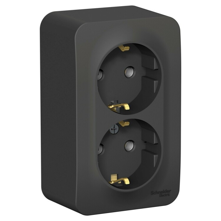Картинка Systeme Electric Blanca наруж Антрацит Розетка 2-ая с/з без шторок, 16А, 250В (BLNRA010206) в интернет-магазине Форум Электро в Москве