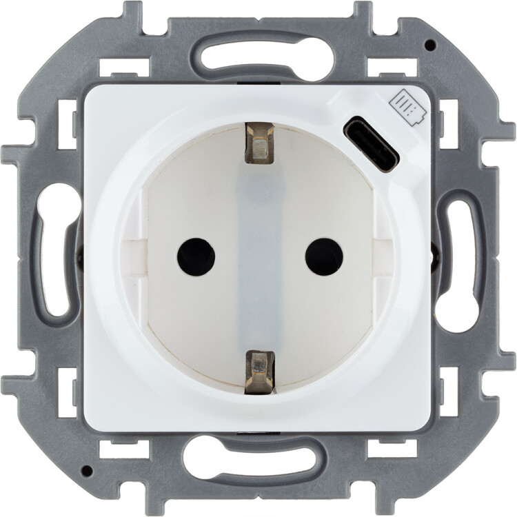 Фотография Legrand/Daccord INSPIRIA Белый Розетка 2К+З немецкий стандарт 16А 250В со встроенным зарядным устройством USB C 1.5А 5В (673770) в интернет-магазине Форум Электро в Москве Картинка Legrand/Daccord INSPIRIA Белый Розетка 2К+З немецкий стандарт 16А 250В со встроенным зарядным устройством USB C 1.5А 5В (673770) в интернет-магазине Форум Электро в Москве