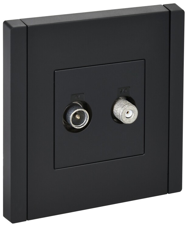 Картинка IEK FORTE&PIANO Черный Розетка двойная TV+SAT FP138 (FP-AF20-O-K02) в интернет-магазине Форум Электро в Москве