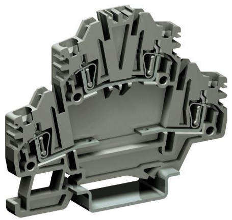 Клеммный зажим. Двухуровневый. Пружинный. 2,5 кв.мм. Оба уровня разомкнуты. Для установки электронных компонентов. Тип HMD.2N/X/GR.